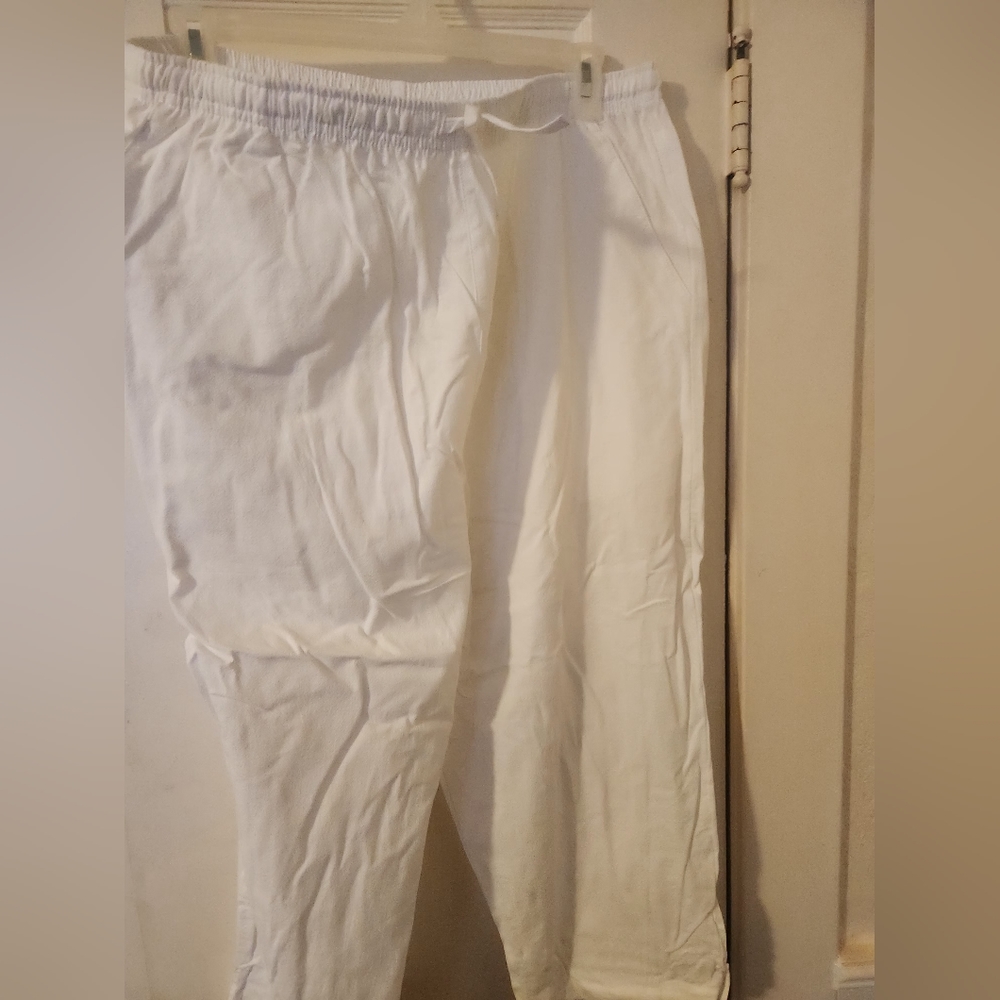 * 2x Jane Ashley White Cotton Pants